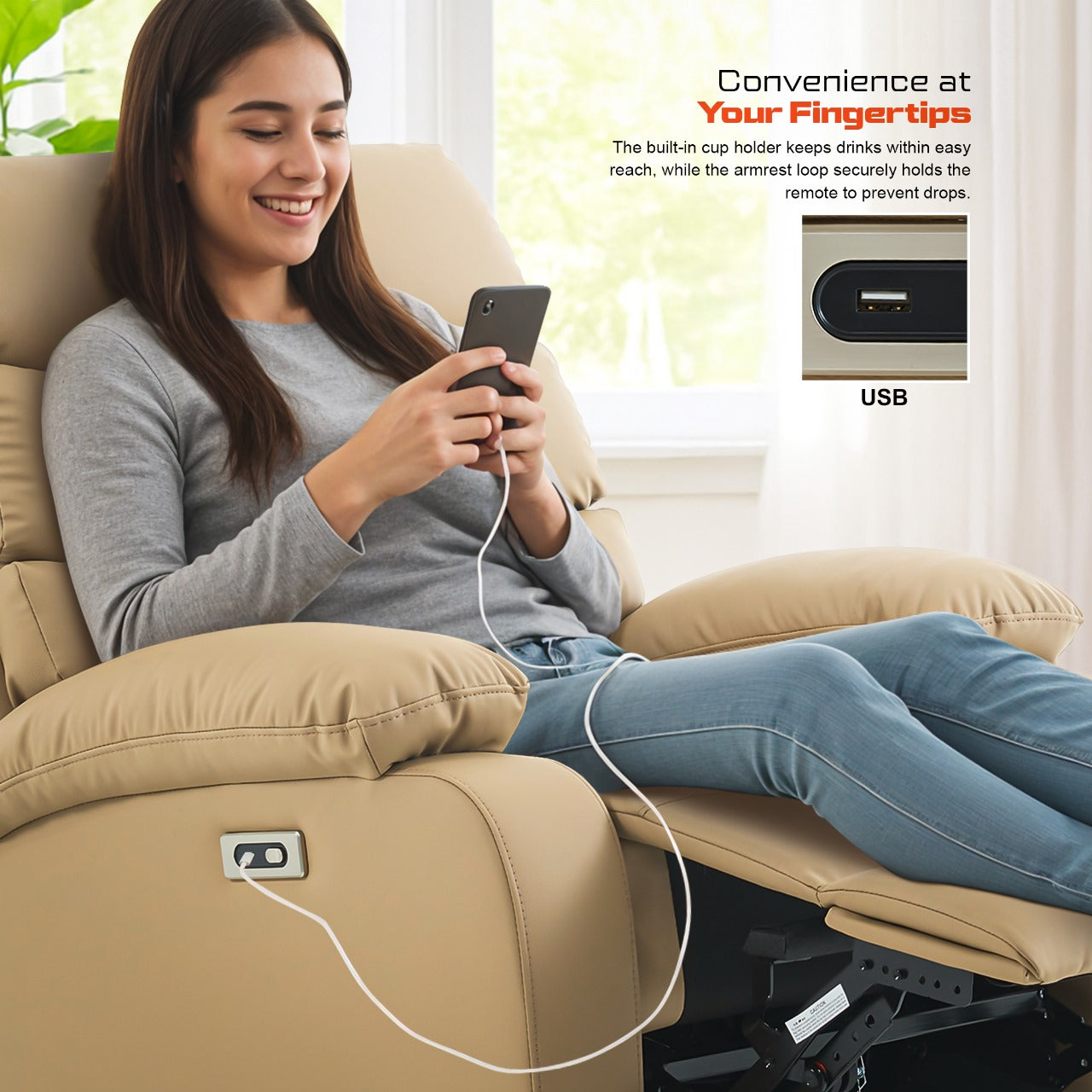 DROGO Velora Electric Motorised Recliner Sofa 1 Seater with Rocking, Revolving & Rapid Recline Technology