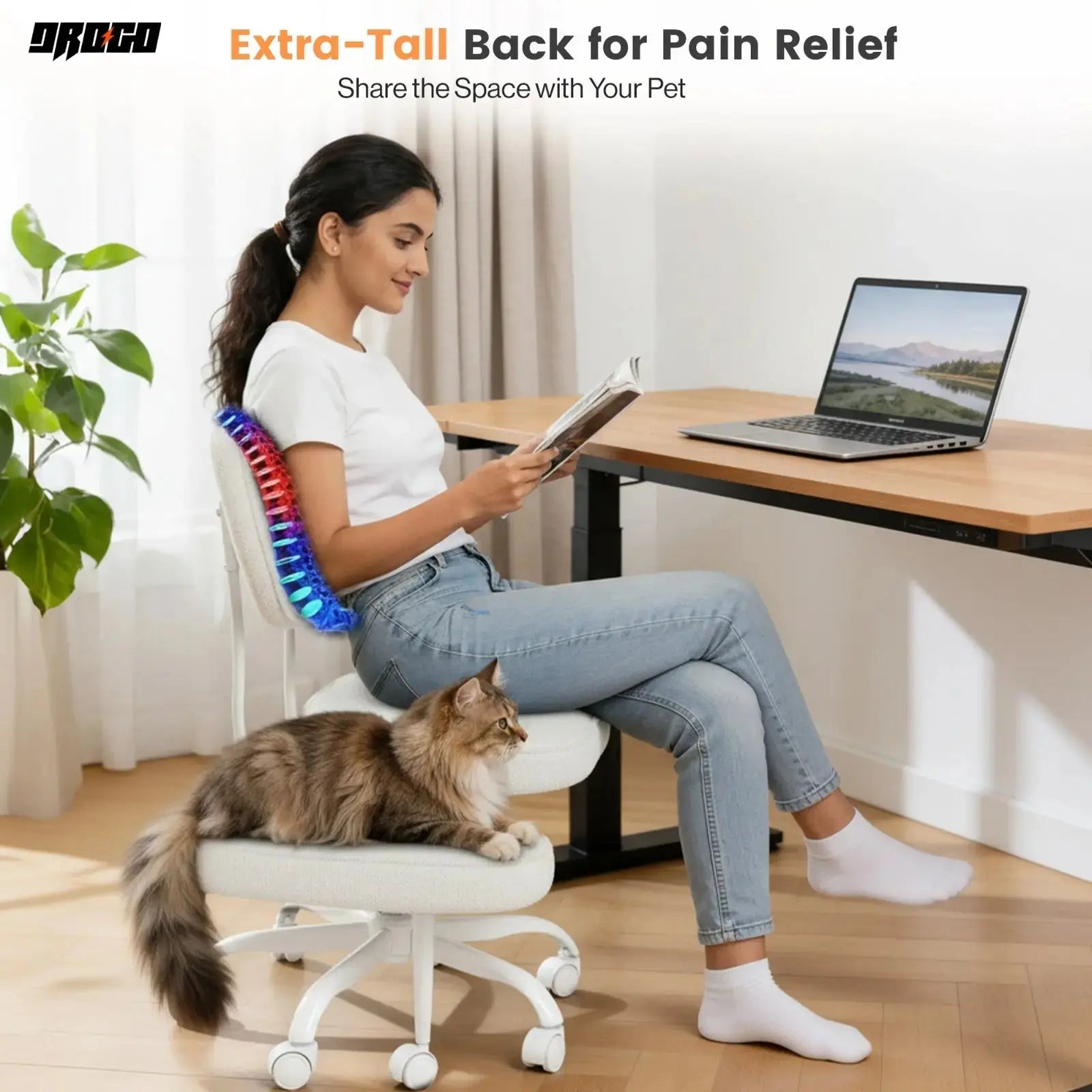 PREORDER Drogo Meditura Cross Legged Office Chair with Wheels, Wide Criss Cross Kneeling Drogo India