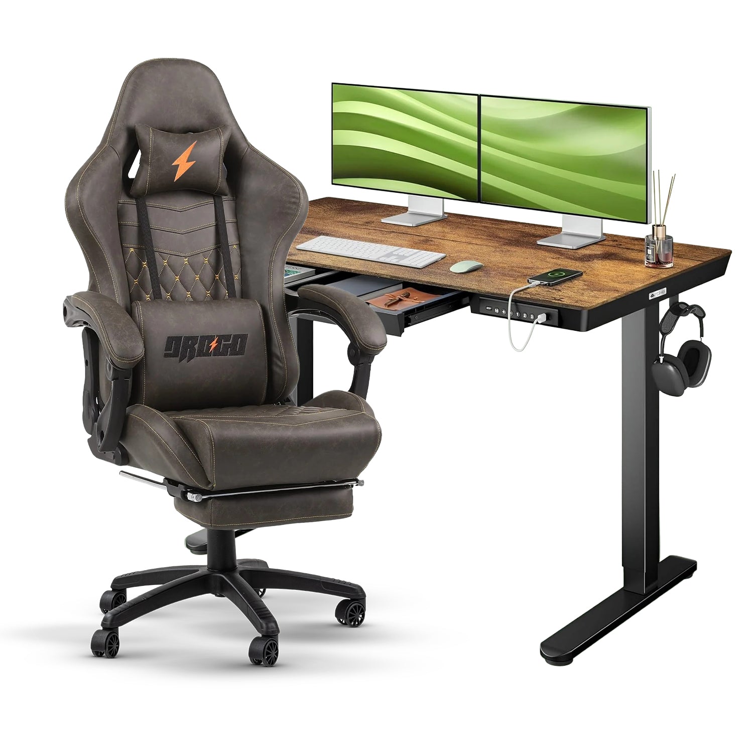 Drogo Emperor Gaming Chair + Artikel Pro Height Adjustable Desk – Work & Play Productivity Bundle