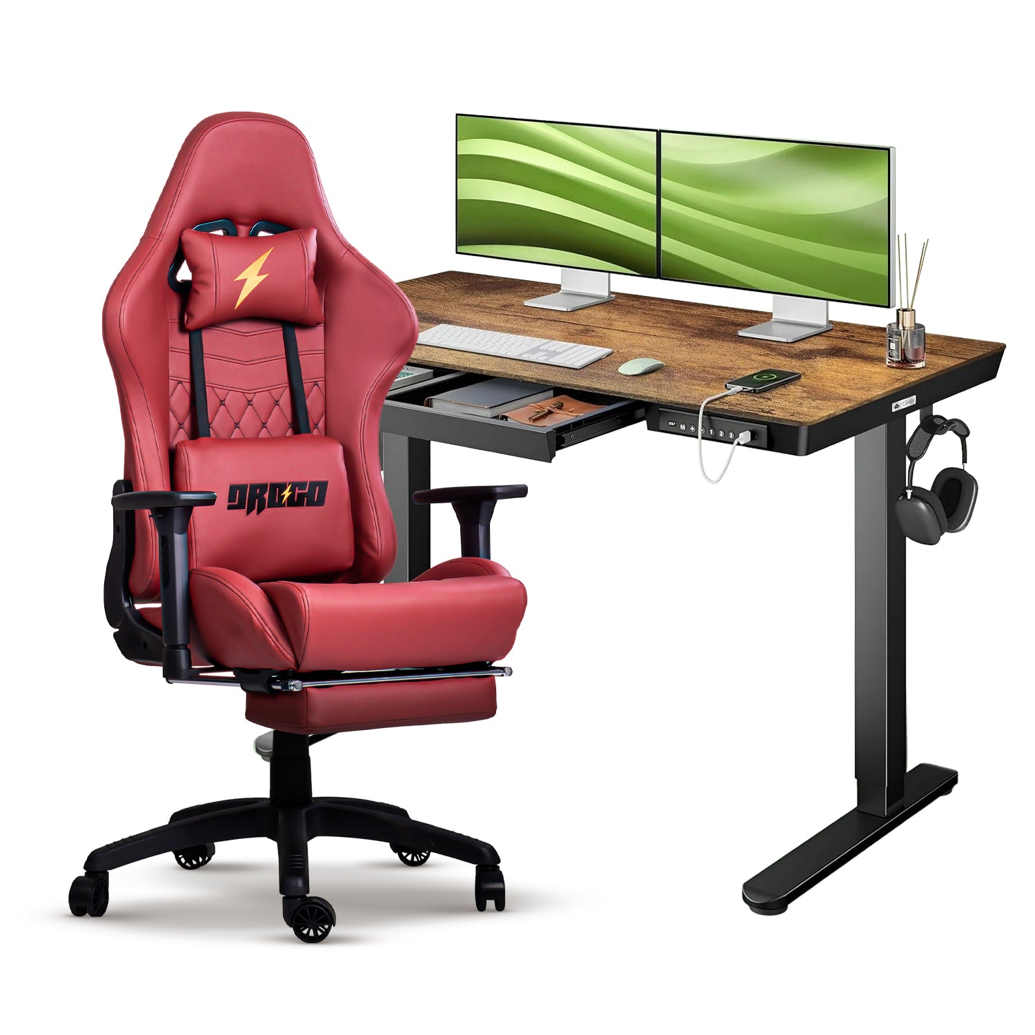 Drogo Emperor Gaming Chair + Artikel Pro Height Adjustable Desk – Work & Play Productivity Bundle