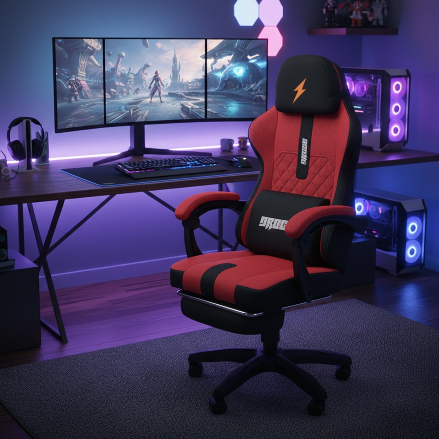Drogo ComfortMax Ergonomic Gaming Chair with Breathable Fabric, Adjustable Neck