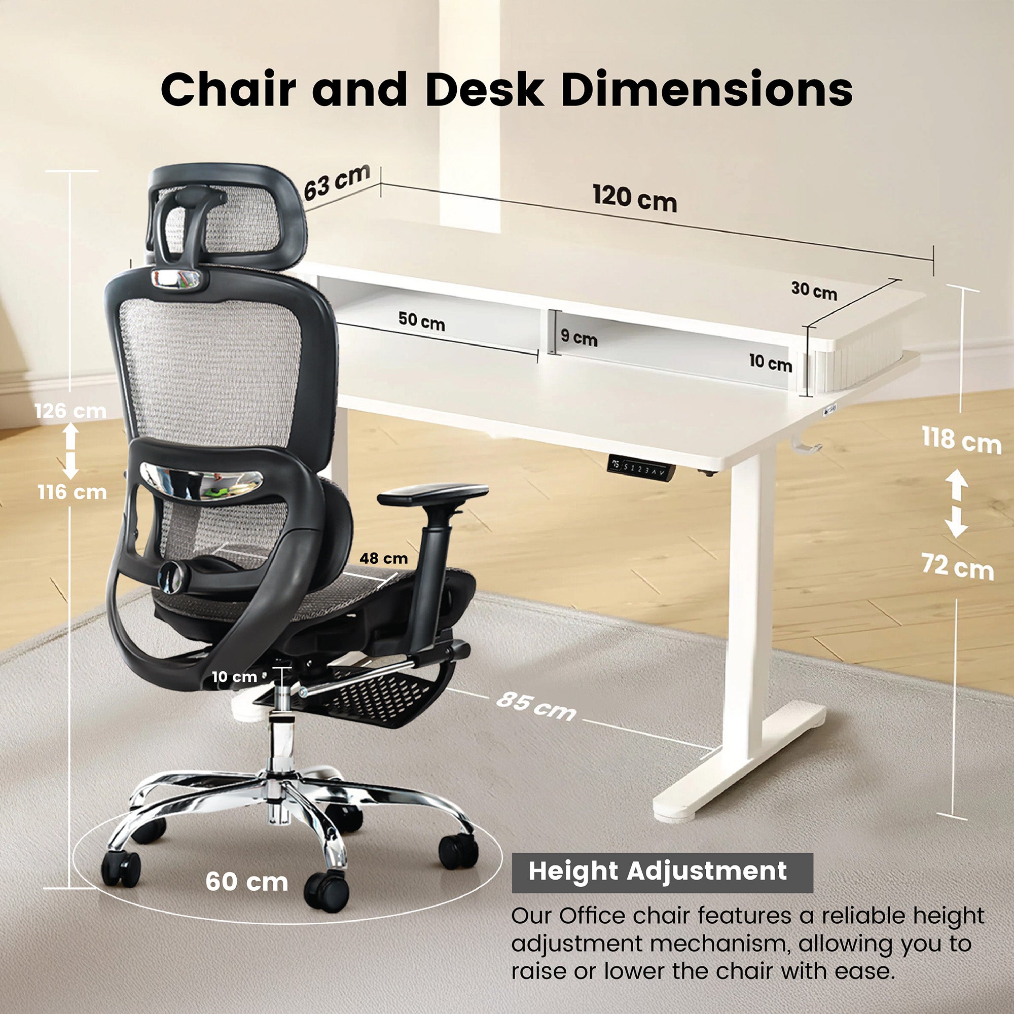 Drogo ProFlex Ergonomic Chair + Artikel Groove Height Adjustable Desk - Productivity Setup