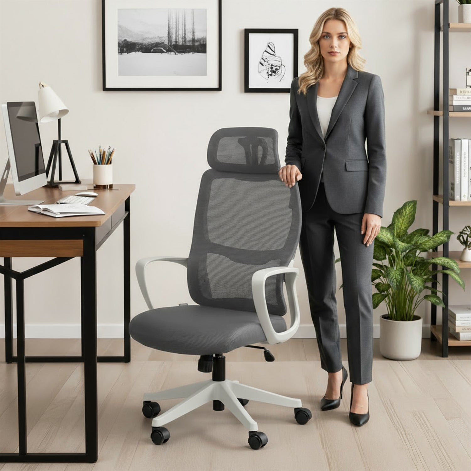 Drogo Ergo Lite Ergonomic Office Chair Armrest, Breathable Mesh, Adjustable Headrest