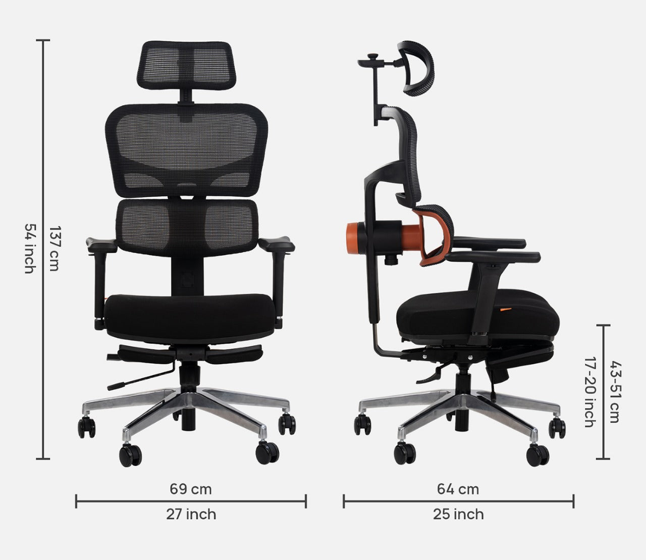 Drogo Premium Ergonomic Office Chair for Work from Home, High Back Computer Chair with Unique Adaptive Lumbar Support & Headrest, 4D Armrest & Recline